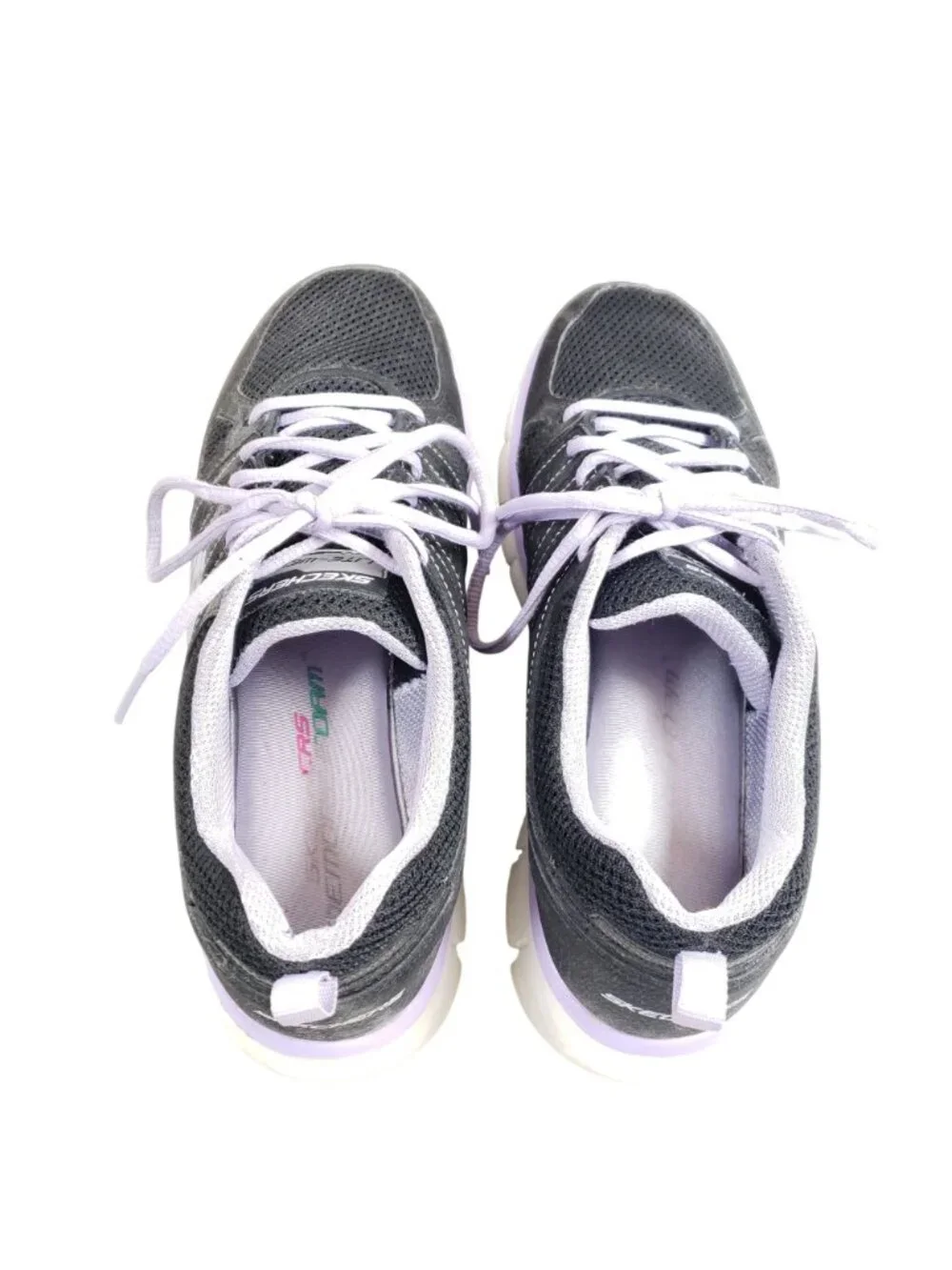 Skechers Womens Flex Sole Athletic Sneakers Black & Lavender US 8.5 Lightweight
